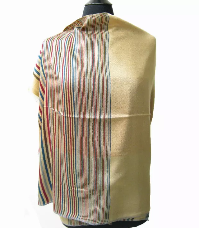 10983 Stripe Design Pashmina — Camel