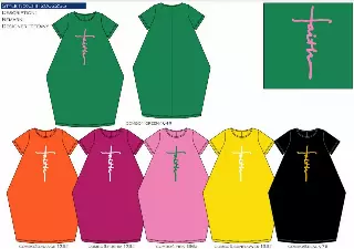 CHH-20022SS- Short Sleeve Women's Maxi Balloon Dress With Faith Cross - One Size (6-PCS PRE-PACK- 6 Assorted Colors) ($20 Each)
