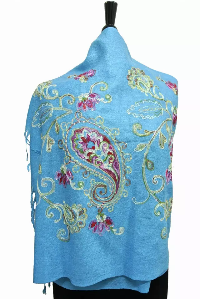 G105 Embroidered Floral Sequin Pashmina — Tq.