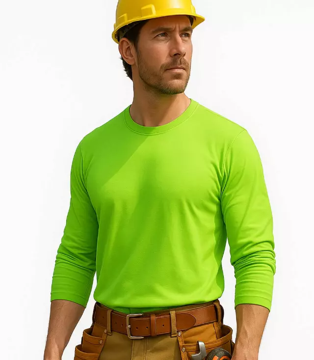 Performance Long Sleeve Crew Neck Neon Green - 7636009 2XL