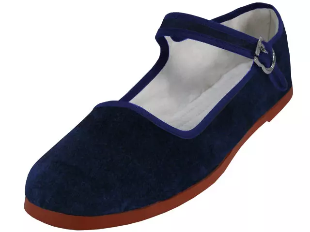 T2-118L - Women's "Easy USA" Velvet Upper Classic Mary Jane Shoes — Navy (T2-118L-N) / 41