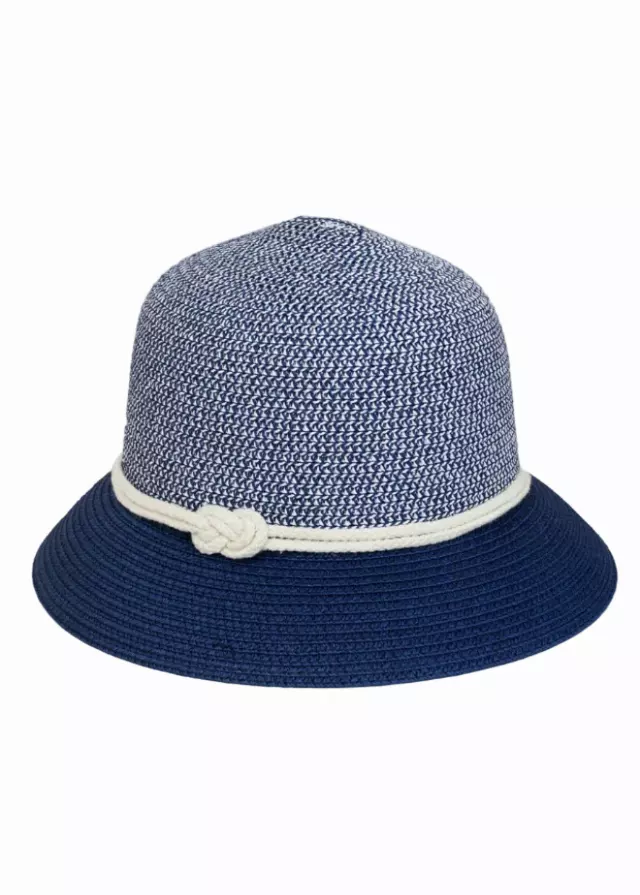 Magid Rope Two Tone Straw Bucket Hat — NAVY