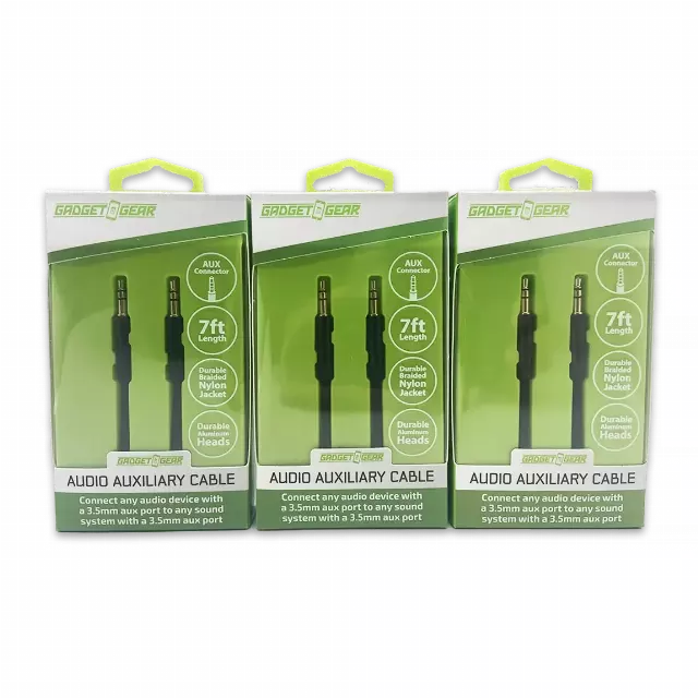 Auxiliary Audio Cable 7FT - 3 Pieces Per Pack 24637