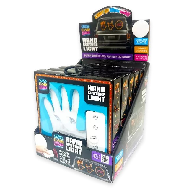 Hand Gesture Lighted Suction Cup Mount Sign with Remote - 6 Pieces Per Retail Ready Display 24454
