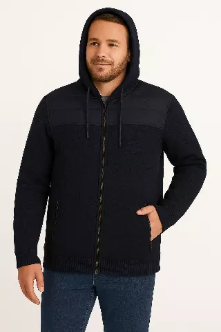 River Trail Men’s Hoodie Mixed Media Fleece Knit Hoodie With Sherpa Liner