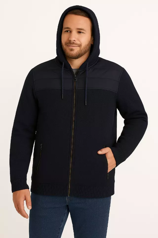 River Trail Men’s Hoodie Mixed Media Fleece Knit Hoodie With Sherpa Liner