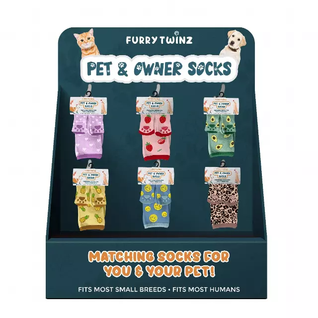 PET & OWNER SOCKS WITH FREE DISPLAY (24-PAIRS) · SKU XX-DIS-POT-14