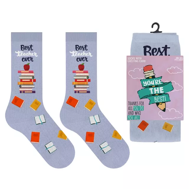 Greeting Card Socks - BEST TEACHER
