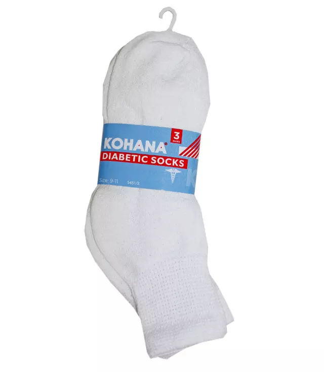 Diabetic Socks - 9-11 White Ankle Sport Socks - 3 Pair - 5451-3
