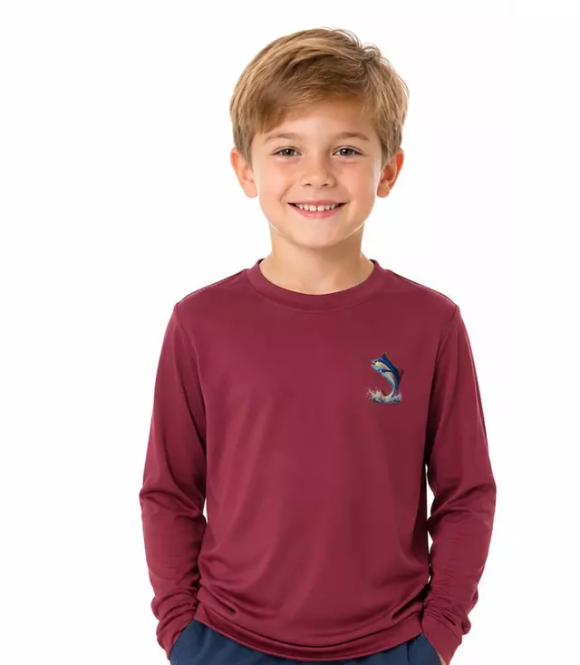 Boys Performance Top Blue Marlin Fish Graphic-7633304