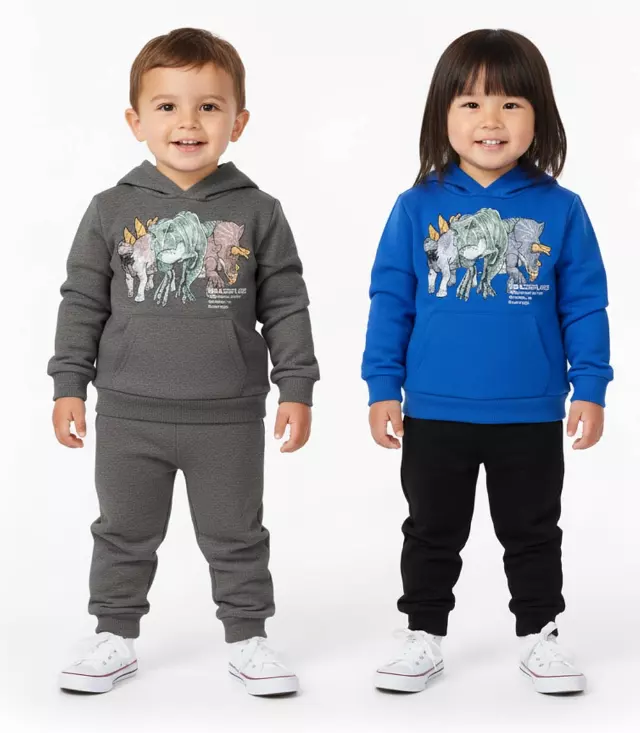 Toddler Boys Dinosaur Hoodie & Jogger Set – S1OPE “Kangaroo Pocket” (Style 8180202)