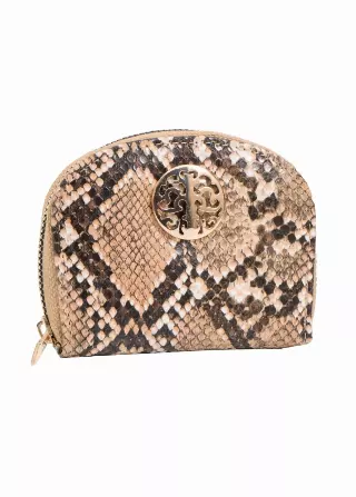 Rebecca & Rifka Round Python Snake Print Accordion Wallet