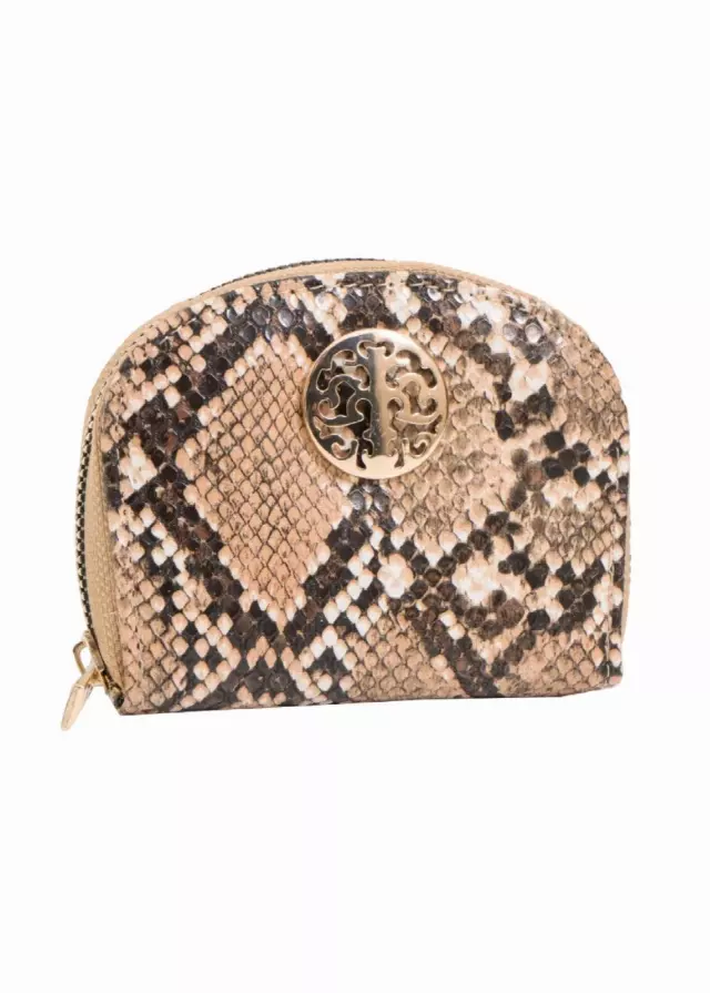 Rebecca & Rifka Round Python Snake Print Accordion Wallet