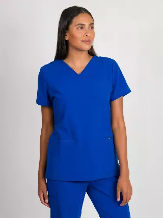 Sofia | Slim 3 Pocket Scrubs Top — Deep Royal / 2XL