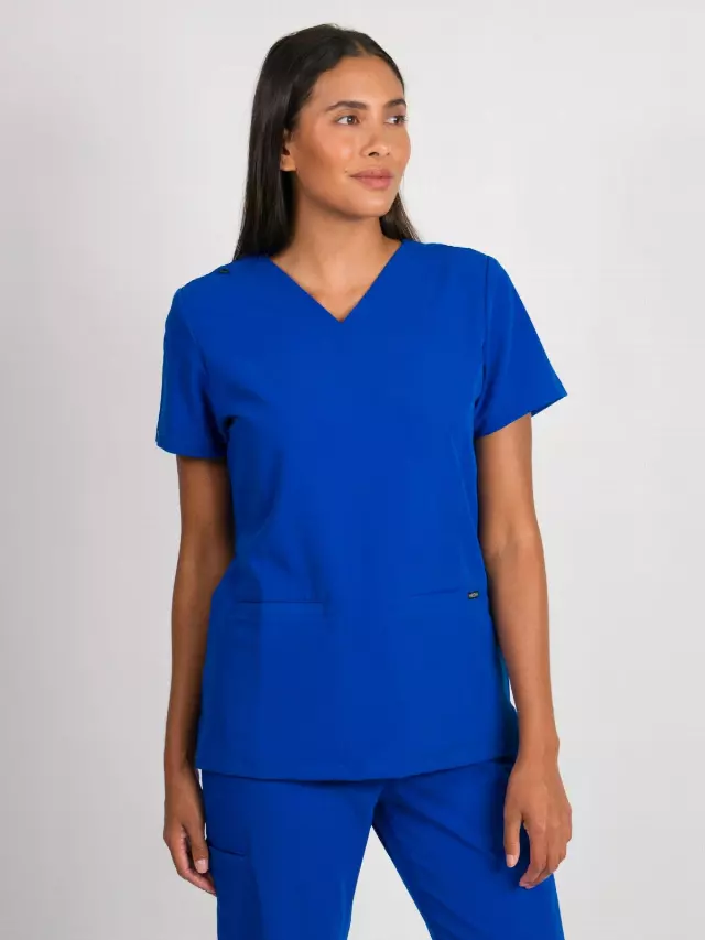 Sofia | Slim 3 Pocket Scrubs Top — Deep Royal / M
