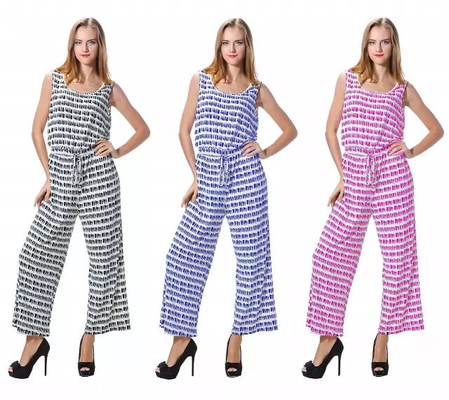 CHH-16117- Women's Summer Print Long Length Sleeveless Jumpsuit (6-PCS PRE-PACK)