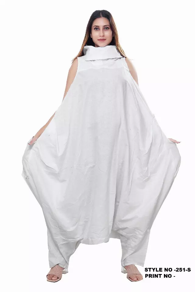 251S- Cow Neck Solid Color Jumpsuit/Dress (3 PCS PRE-PACK) - $35 Each — One Size (4 - 26) / White