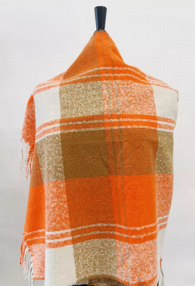 BF156 Plaid Pattern Winter Scarf — Orange