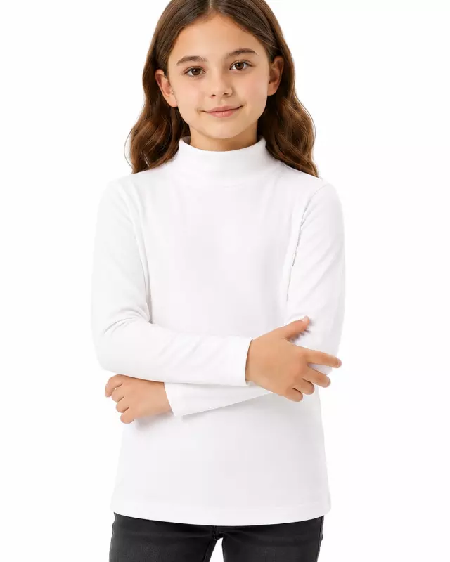 Girls' Turtle Neck Shirt — White / S/M - L/XL