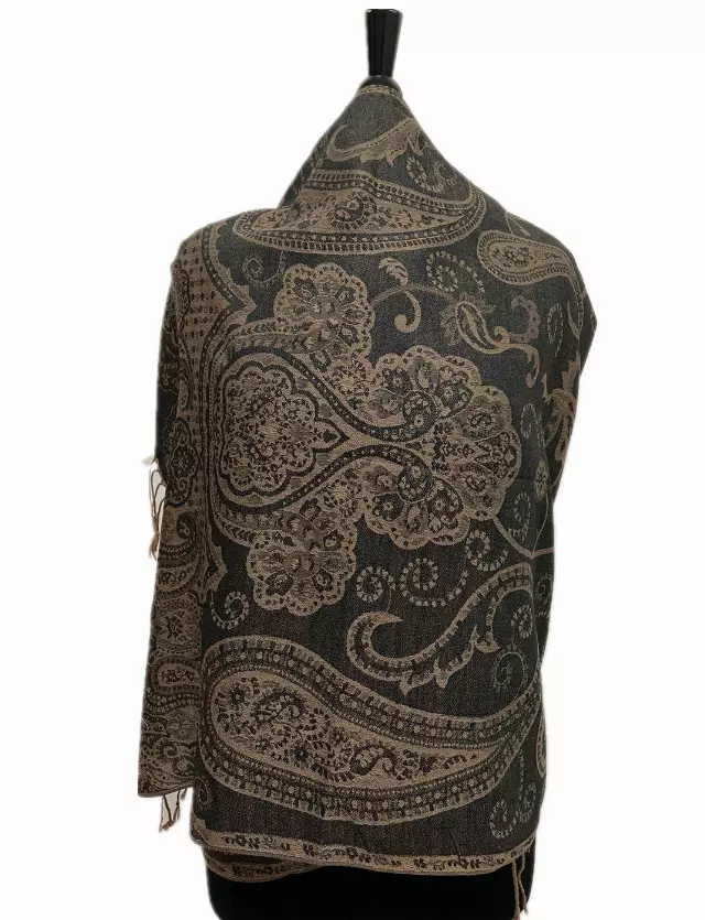 IN130 Paisley Pattern Pashmina — black