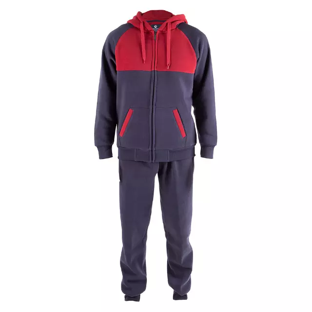 Men’s 2pc Color-Block Soft Fleece Lined Set - Style #MFJ604 - $12.50/ Unit MINIMUM 12 PCS (Copy) — S-2XL (WHOLESALE) / Navy Cardinal Red