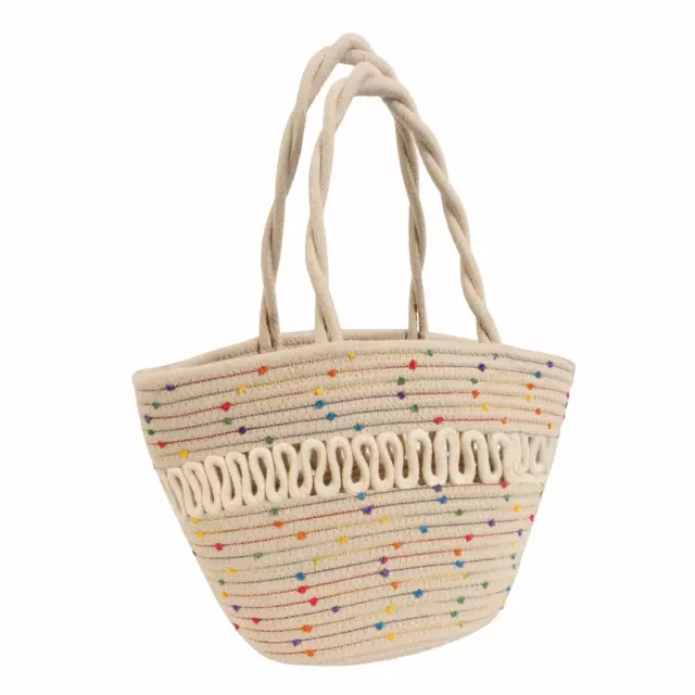 Magid Confetti Woven Twist Shoulder Tote — 019-IVORY