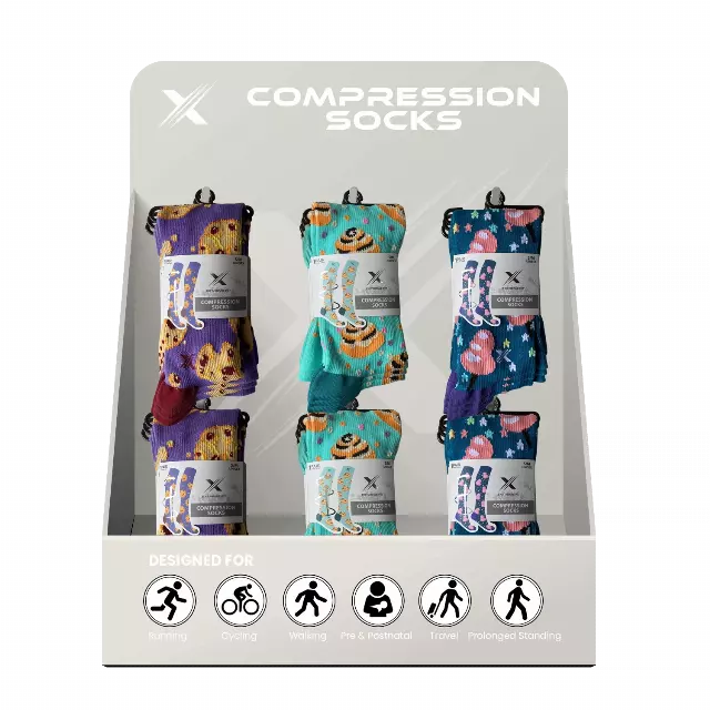 24-PAIRS COMPRESSION SOCKS WITH FREE DISPLAY · SKU XX-DISPLAY-KLI