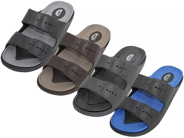 S2510-M - Wholesale Men's "Wave" Super Soft Double Strip Upper slides sandals