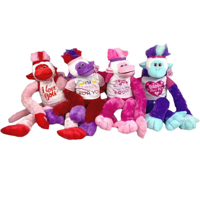 Valentines Day Jumbo Plush Monkey - 4 Pieces Per Pack 22602