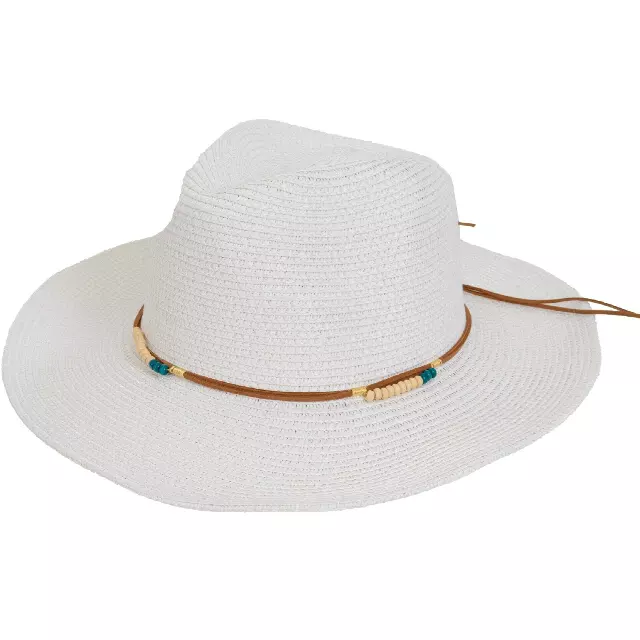 Magid Beaded Macrame Straw Cowboy Hat — WHITE