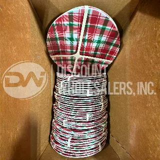 Christmas/Holiday 10.5" Melamine Dinner Plates · 100 Pcs · Red & Green Plaid