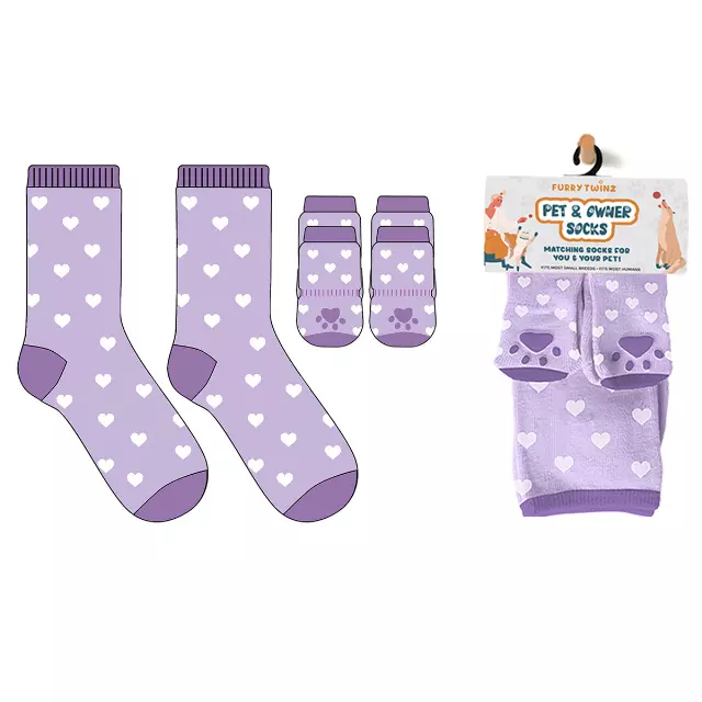 Christmas 2025 Matching Pet & Human Fun Socks - Hearts