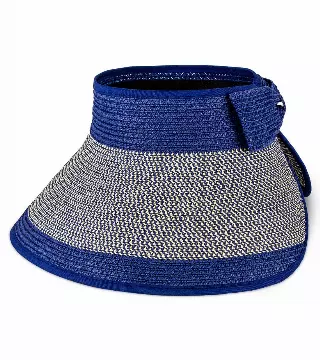 Magid Straw Two Tone Color Block Roll Up Visor — NAVY