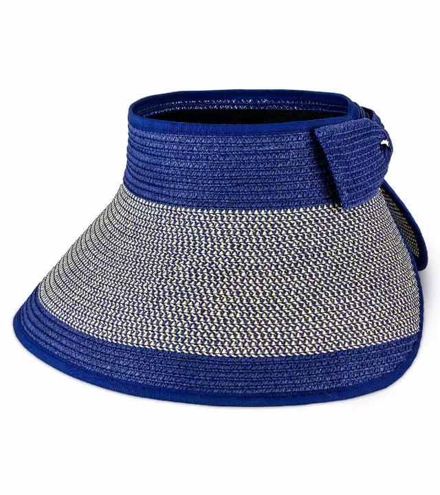 Magid Straw Two Tone Color Block Roll Up Visor — NAVY