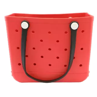 Red and Black Handle Beach Bag Medium 15/Case