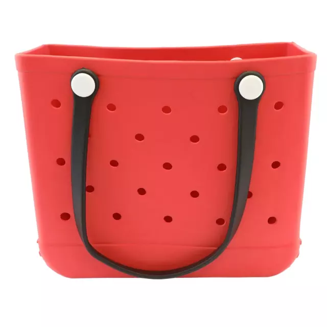 Red and Black Handle Beach Bag Medium 15/Case