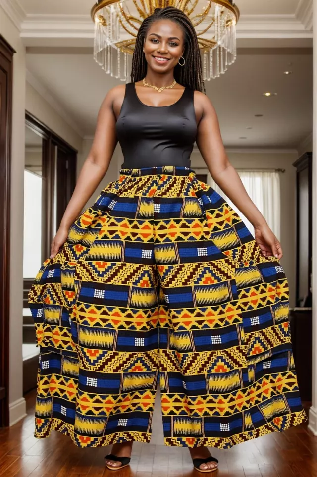 240 - NEW PRINT ALERT!! Ankara Palazzo Pants With Big Side Pockets (3 PCS PRE-PACK) - $20.00 Each — One Size (4 - 24) / Print-668