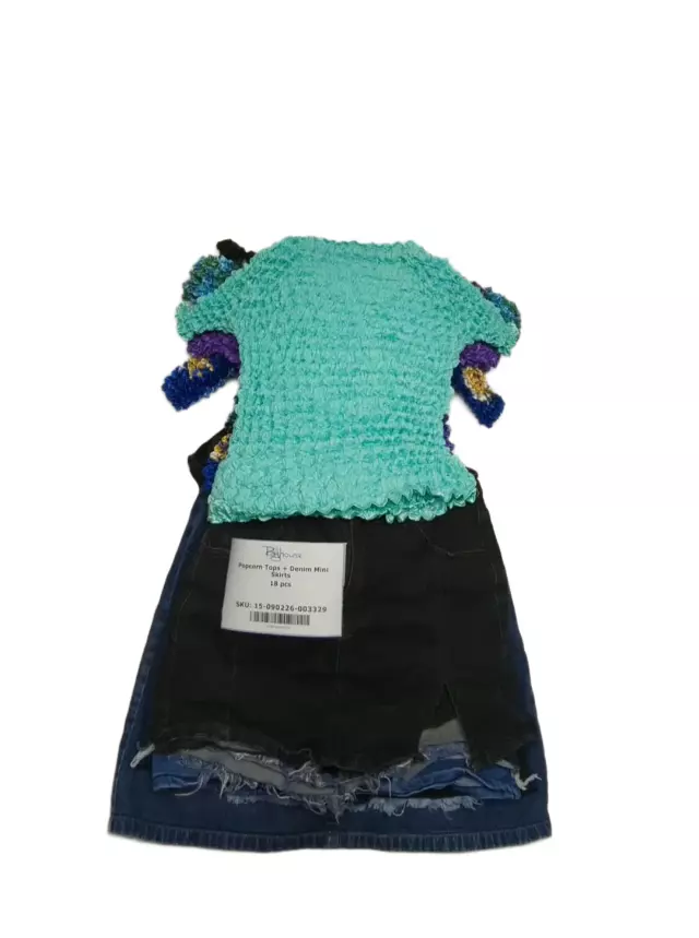 Popcorn Tops + Denim Mini Skirts 18 pcs