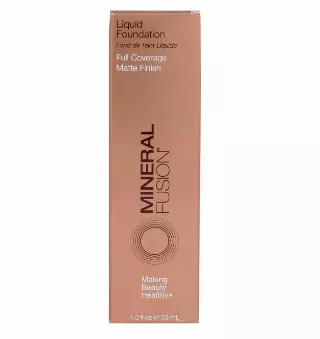 Mineral Fusion Full Coverage Foundation, Liquid Foundation – Deep 1- Tan to Deep Complexion w/Golden Undertones, Lightweight Matte Finish, Up to 12 Hr Hydration, Hypoallergenic & Vegan, 1 fl. oz