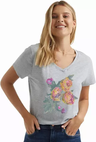 #266-H-700 Women’s Short Sleeve Printed Tee – $.90 Each (12 Pieces)
