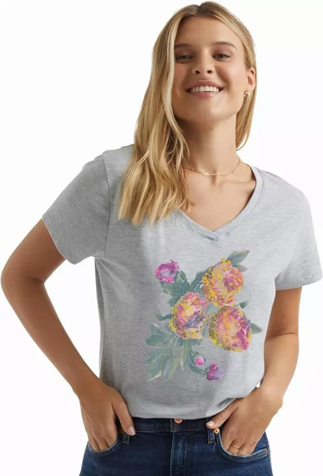 #266-H-700 Women’s Short Sleeve Printed Tee – $.90 Each (12 Pieces)