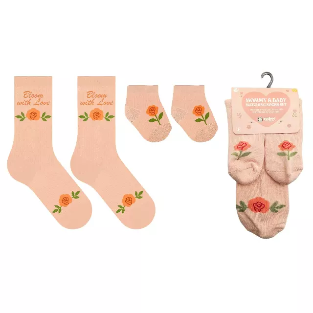 Mommy & Baby Matching Socks Set – Non-Slip Baby (0–6 Months) — Flower