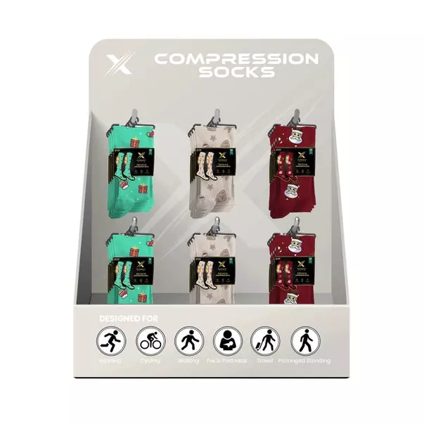 ELITE PREMIUM COMPRESSION SOCKS WITH FREE DISPLAY (24-PAIRS) · SKU XX-DIS-ELI1