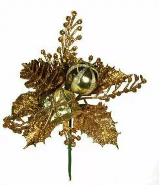 XP1003GOLD – Gold Ball/Cone/package/holly glitter pick “dz”