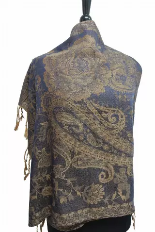 IN107 Pattern Pashmina — Navy