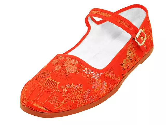 T2-119L - Women's "Easy USA" Satin Brocade Upper Classic Mary Jane Shoes — Red (T2-119L-R) / 35-41 Assorted