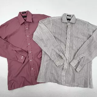 Vintage Pierre Cardin Men's Long Sleeve Button Up Shirts Lot 2 Mauve Beige 15.5