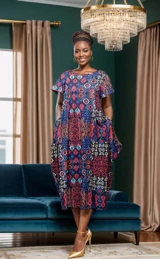 24010 - Women's Maxi Balloon Dress Short Sleeves (Multi-Color) - One Size ($20 Each)