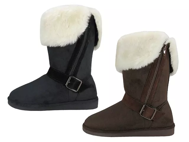 S5520L - Women's Micro Suede Fold Over Faux Fur Lined Boots — Assorted - Black & Brown Assorted (S5520L-B/T) / 6-11 Assorted