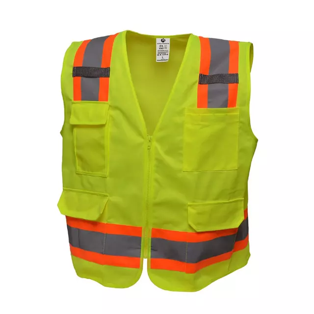 MEN'S HIGH VIS VEST Style #MV195 - $6.00/ Unit MINIMUM 24 PCS - PLEASE SEE DESCRIPTION - S-2XL — Safety Yellow